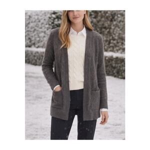 Theory 80% Angora Cardigan Sweater Womens Small Gray Fuzzy Open Front Cozy Luxe